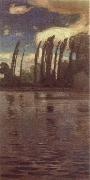 Jan Stanislawski Poplars Beside the River Sweden oil painting artist
